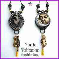 magic talisman sun moon rooster attraction fortune money amulet necklace pendant