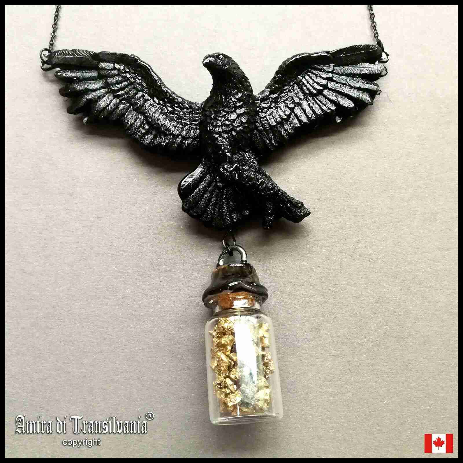 Magic Talisman Black Raven Crow Necklace Pendant Amulet Powerful Symbol Witches
