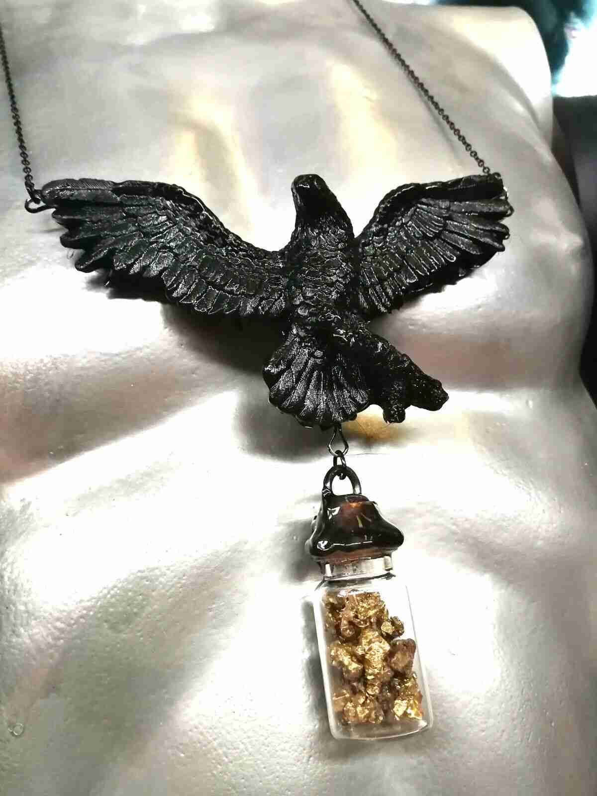 Magic Talisman Black Raven Crow Necklace Pendant Amulet Powerful Symbol Witches - Image 3