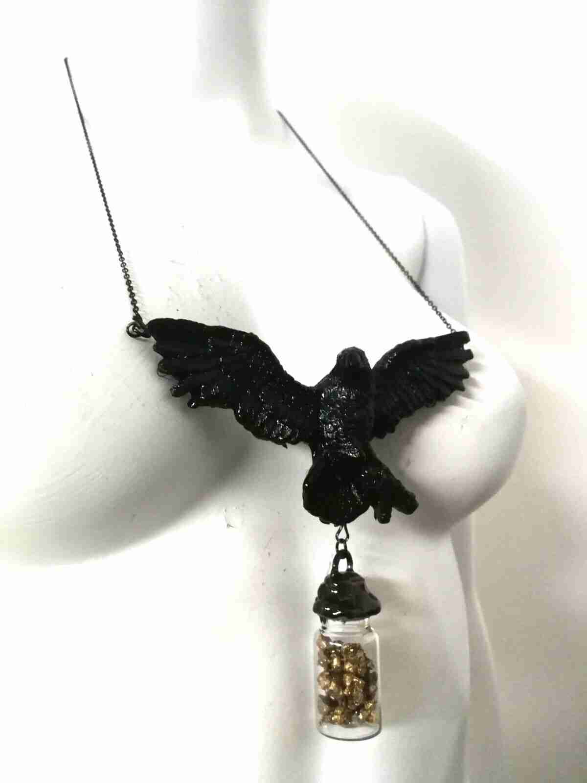 Magic Talisman Black Raven Crow Necklace Pendant Amulet Powerful Symbol Witches - Image 5