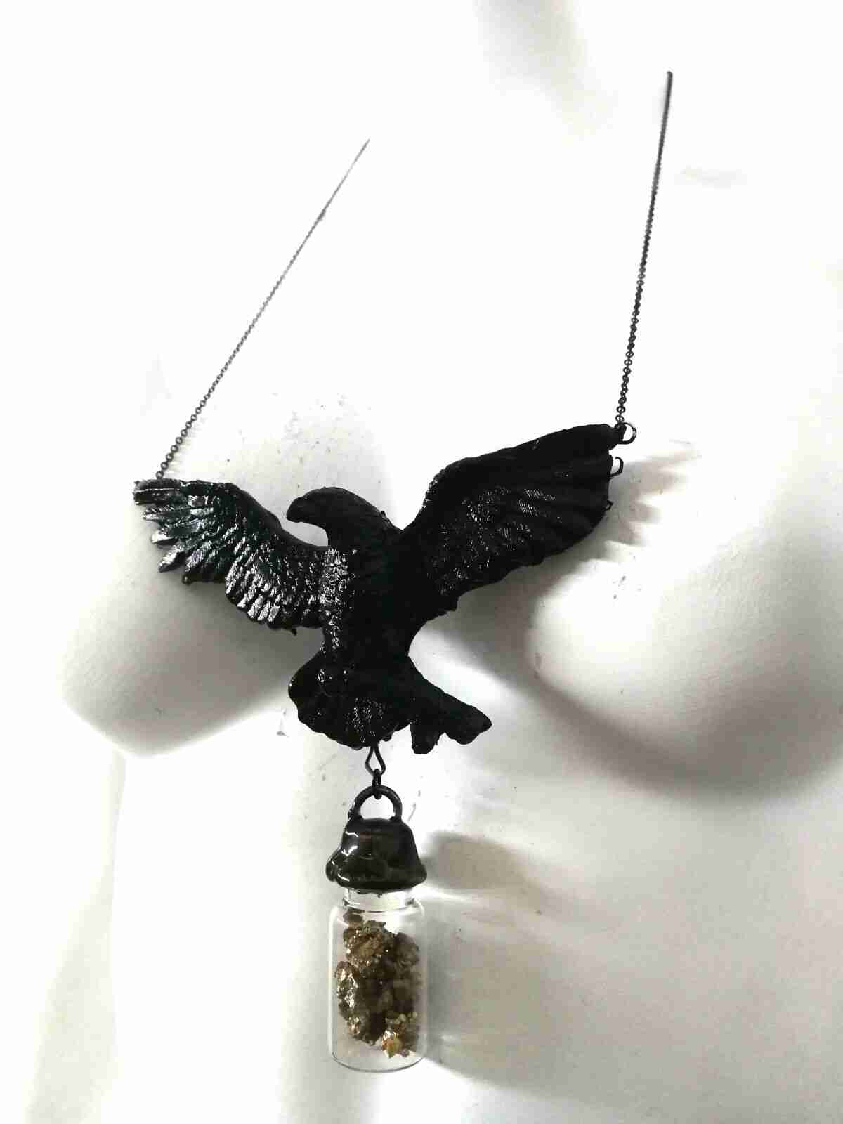Magic Talisman Black Raven Crow Necklace Pendant Amulet Powerful Symbol Witches - Image 6