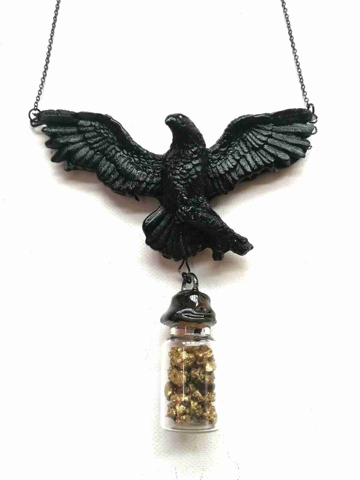 Magic Talisman Black Raven Crow Necklace Pendant Amulet Powerful Symbol Witches - Image 7