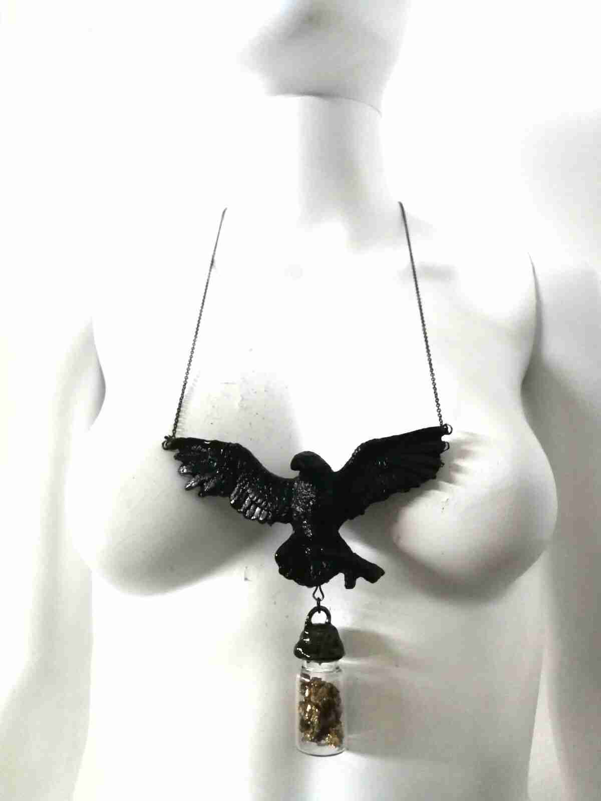 Magic Talisman Black Raven Crow Necklace Pendant Amulet Powerful Symbol Witches - Image 12