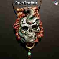 skull jewelry skeleton talisman men amulet woman snake pendant pagan punk gothic