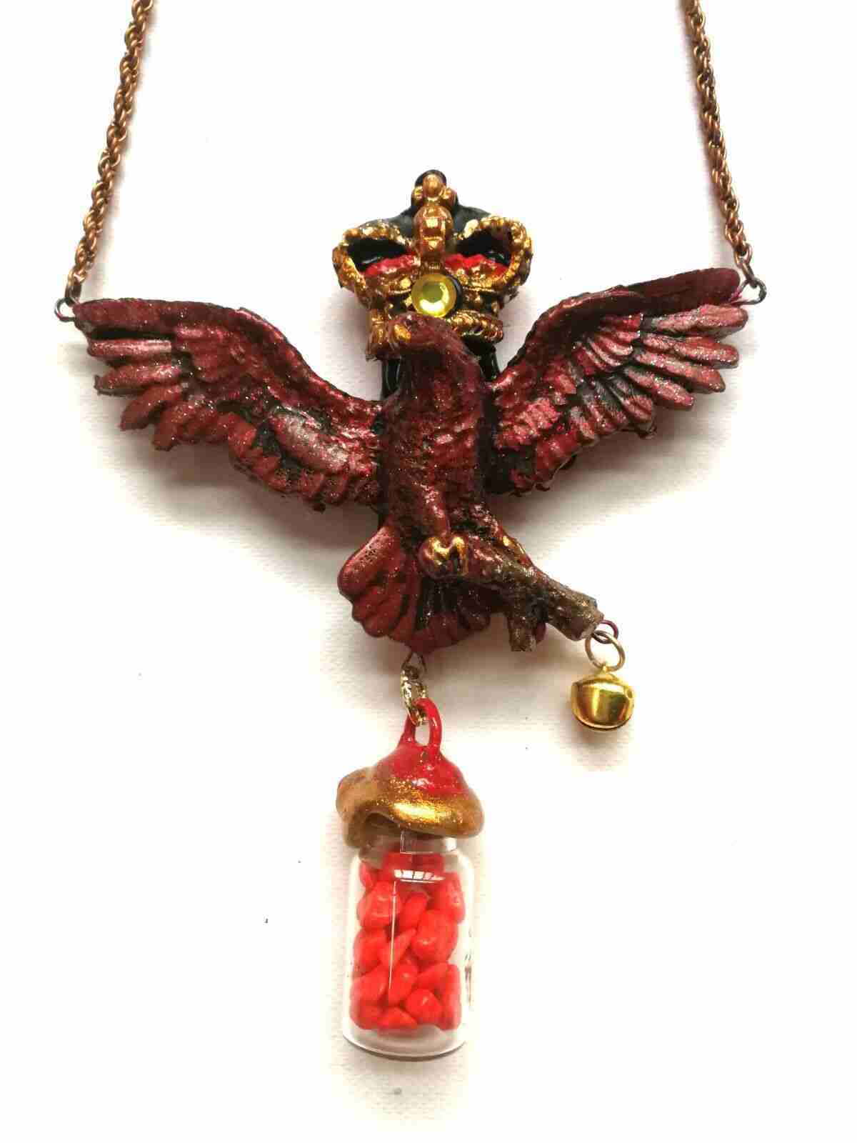 magic talisman golden eagle necklace pendant amulet powerful symbol royal crown - Image 3