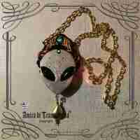 alien necklace talisman pendant amulet woman men jewelry chain charm silver bib