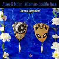 magic talisman jewelry necklace amulet pendant moon star alien futurist design