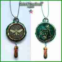 Wicca Amulet Bee Talisman Pendant Necklace Jewelry Occult Witchcraft Green Witch