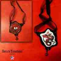 jewelry woman fashion necklace gothic pendant witch amulet red dragon rouge bib
