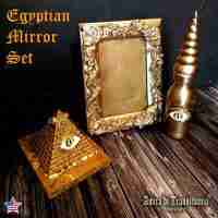 altar witchcraft decor witch decoration magic ritual mirror frame pyramid bottle