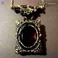 jewelry woman fashion necklace gothic pendant black mirror witch amulet layered