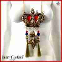 royal crown king queen jewelry talisman necklace pendant gold luxury fashion bib