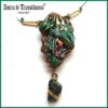 Protection Amulet, Green Dragon Head, Evil Eye Charm, Protective Talisman Pendant, Occult Jewelry Viking