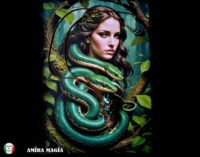 Witch Familiar, Ancient Spirit Companion Snake Serpent, Necklace Uncut Gemstone Pendant, Magic Portal Amulet
