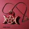 Triple Moon Talisman, Star Pentagram Luna Necklace, Lunar Phases Witchcraft Symbol Pendant, Spiritual Esoteric Jewelry