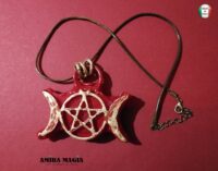 Triple Moon Talisman, Star Pentagram Luna Necklace, Lunar Phases Witchcraft Symbol Pendant, Spiritual Esoteric Jewelry