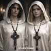 Cross Necklace, Gothic Talisman Alchemy Symbols Rosicrucian, Golden Dawn Medieval Pendant Esoteric Jewelry