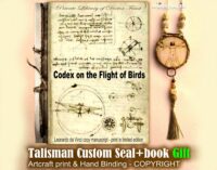 Antique Manuscript, Codex of the Flight of Birds by Leonardo da Vinci copy, Handmade Replica Antiquarian Book Rarity