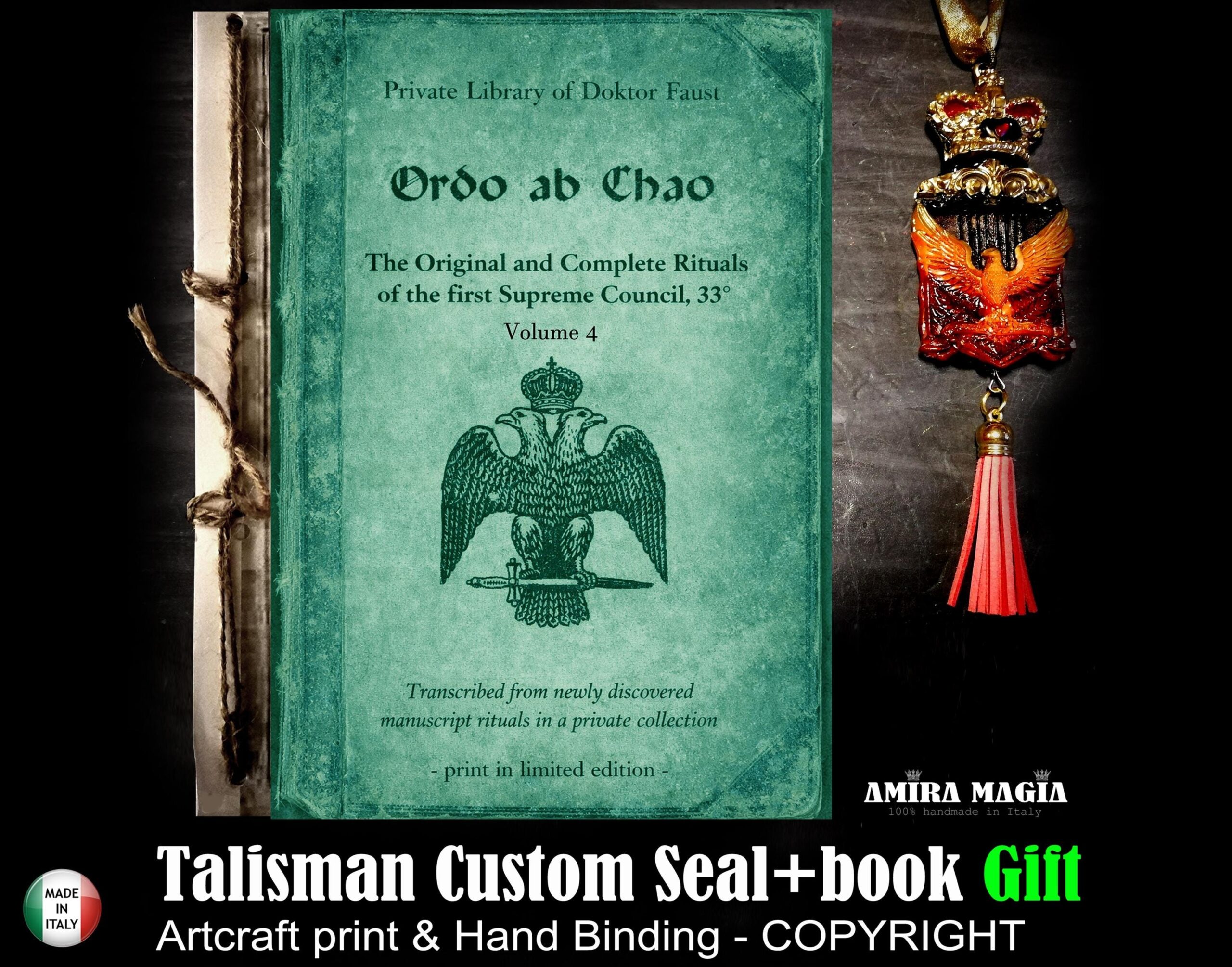 Ordo ab Chao Book, Antique Grimoire Masonic Forbidden Knowledge Secret Society Freemasonry Sorority Gifts
