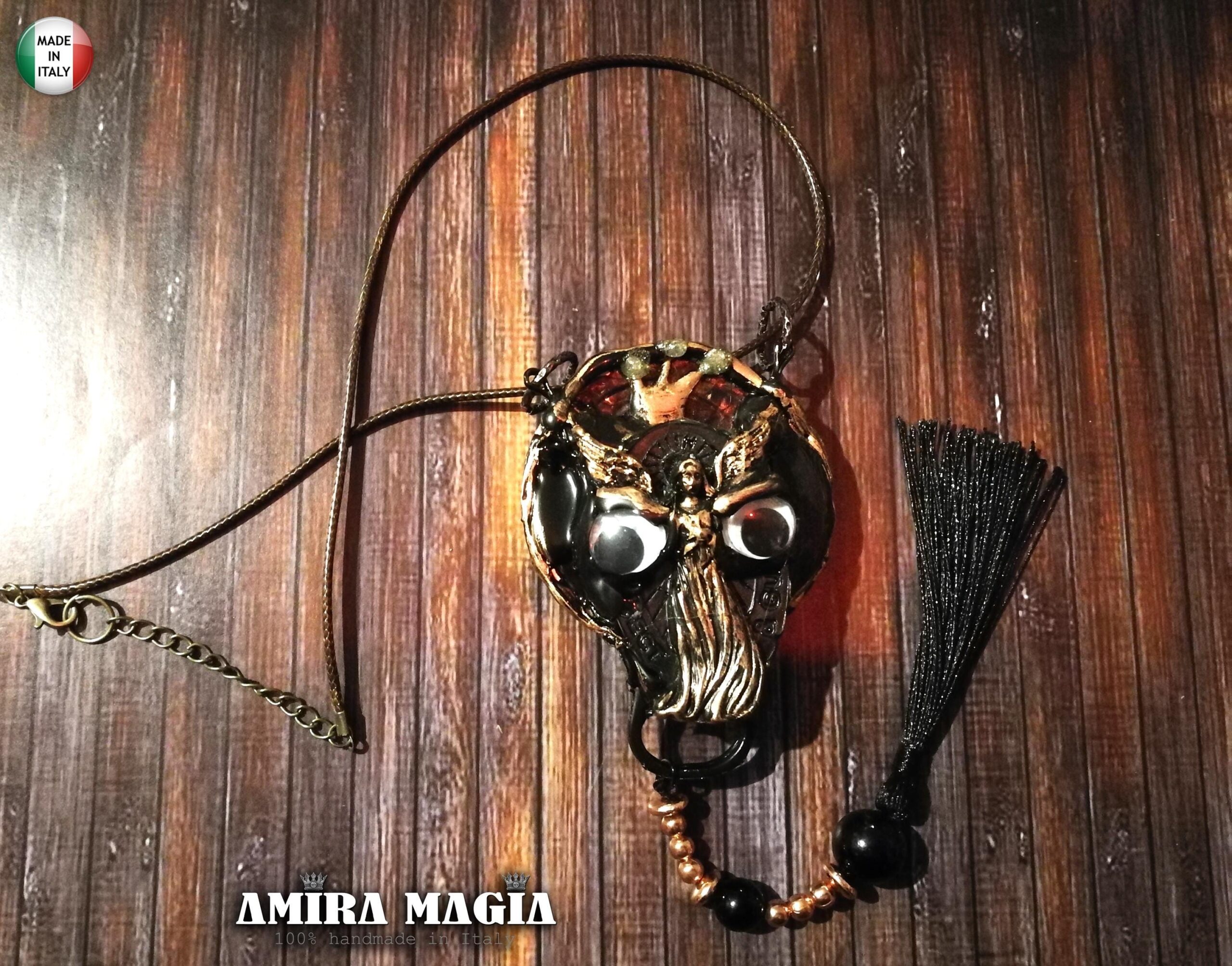 Inverted Pentagram Star, Owl Necklace Magical Power Protective Talisman Occult Protection Amulet Black Madonna