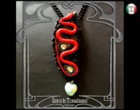 Snake and Apple, Love Talisman Another Day in Paradise, Djinn Serpent Amulet Occult Jewelry