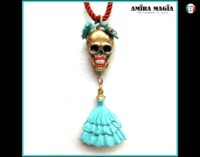 La Santa Muerte Pendant, Macabre Voodoo Dark Magic Talisman, Witch Necklace Goth Jewel Skull Amulet