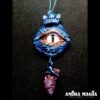 Blue Dragon Eye Fantasy Creatures, Protective Talisman Pendant, Raw Stone Amulet Necklace Occult Jewelry