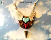 Red Spider Lily, Magic Talisman Heart Wings, Tarantula Web Necklace Insect Jewelry Bib, Law of Attraction Love Jewellery