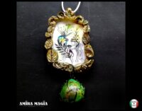 Hecate Goddess, Magic Talisman Witchcraft Symbol Pendant, Green Witch Wicca Pagan Amulet Leaf Flower