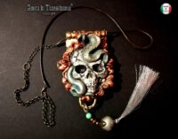 Life Forever, Skull Snake Talisman Garden of Eden, Imortality Magic Power Evil Eye, Punk Rock Gothic Amulet Pendant