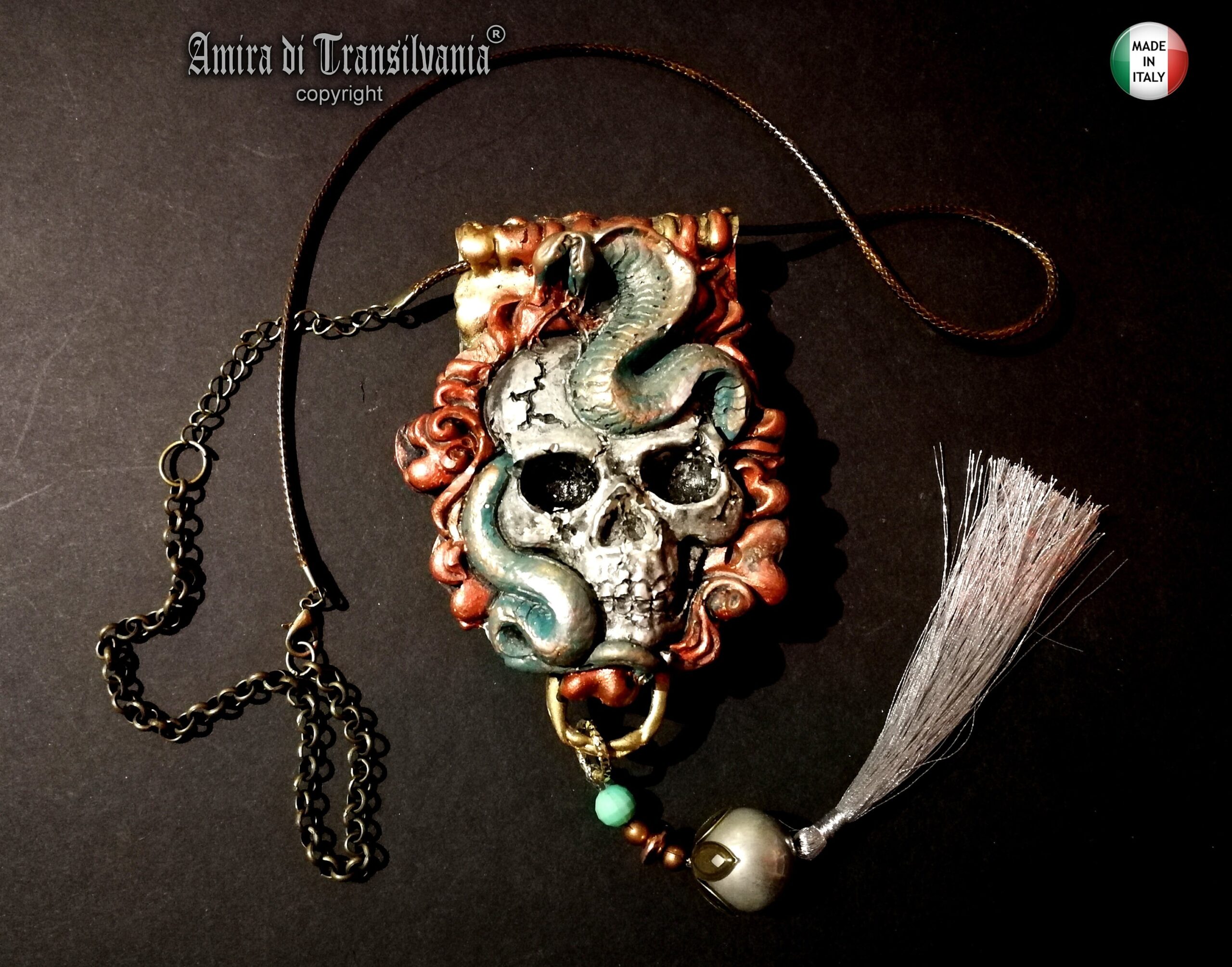 Life Forever, Skull Snake Talisman Garden of Eden, Imortality Magic Power Evil Eye, Punk Rock Gothic Amulet Pendant