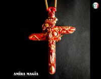 Rosicrucian Cross Necklace, Key Magic Talisman Witchcraft Symbols, Wooden Crux Shamanic Pendant Shaman Drums Jewelry