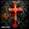 Dragon Crown, Lucifer Cross Amulet, Gold Baphomet Crux, Sigil of Satan Pendant Witchcraft Symbols
