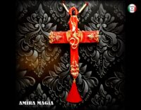 Dragon Crown, Lucifer Cross Amulet, Gold Baphomet Crux, Sigil of Satan Pendant Witchcraft Symbols