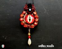 Dragon Eye, Satanic Necklace Satan Satanist Symbol, All Seeing Eye, Devil Pendant, Goth Jewel, Good Luck Talisman Charm