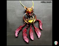 Dream Catcher Necklace Talisman, Evil Eye Protection Brown Bear Pendant, Spirit Guide Native American Amulet Shaman Drum