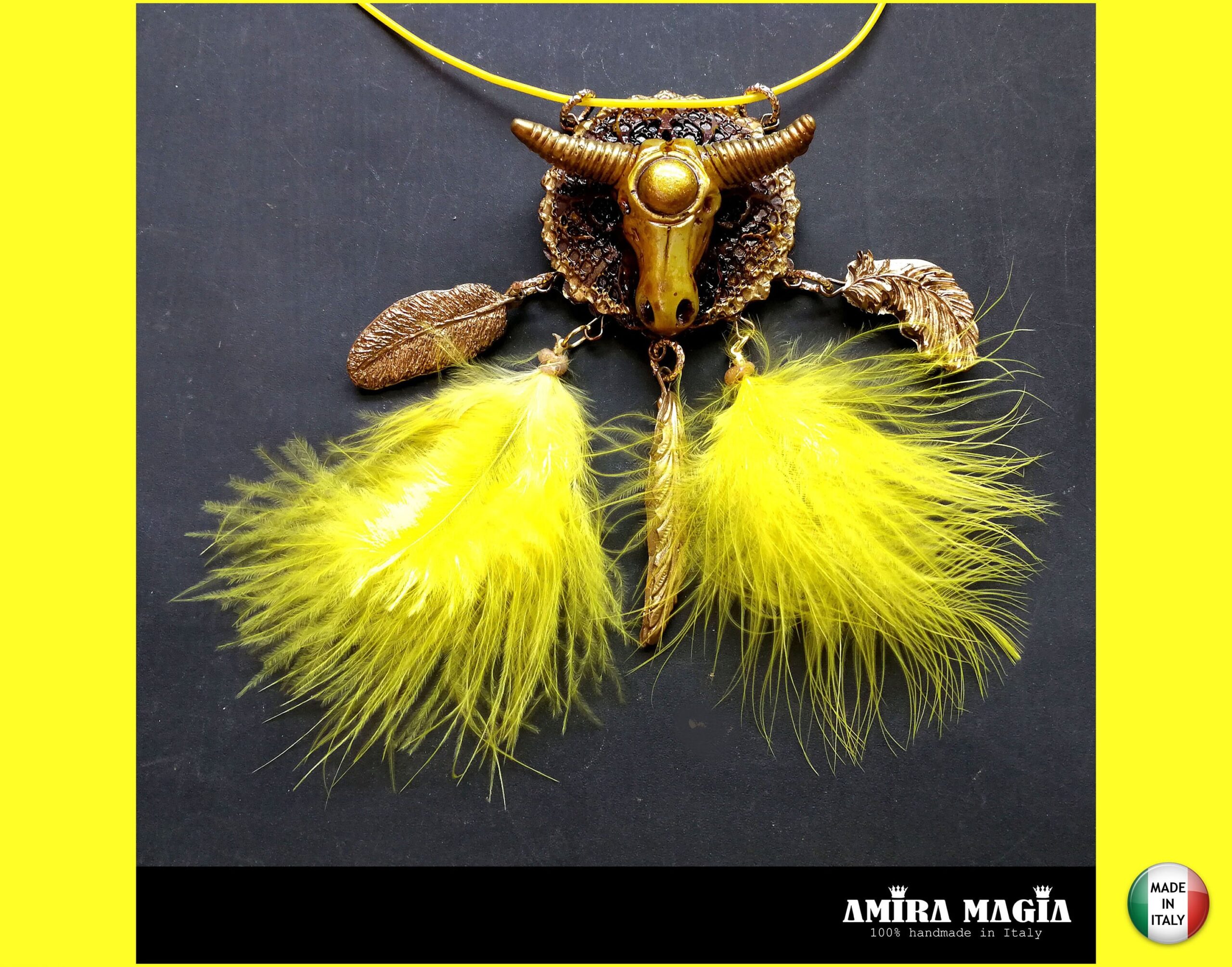 Dream Catcher Shaman Drums, Evil Eye Necklace Symbol Talisman, Ox Skull Pendant Spirit Guide Native American Amulet 555