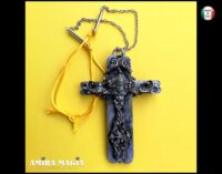 Silver Cross Necklace, Witchcraft Symbols Magic Talisman, Shamanic Pendant Shaman Witch Jewelry Wooden Crux