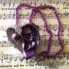 Ear Sound, Purple Ear Music Necklace, Steampunk Pendant, Victorian Gothic Amulet, Goth Jewelry Talisman, Anatomy Symbols