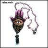 Witchy Jewelry, Dark Angel Amulet, Baphomet Hand Help Satanic Talisman, Satan Demon Devil Pendant