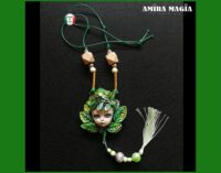 Green Witch Witchcraft Pendant, Magic Talisman Little People, Druid Forest Spirit Amulet Ace of Pentacle