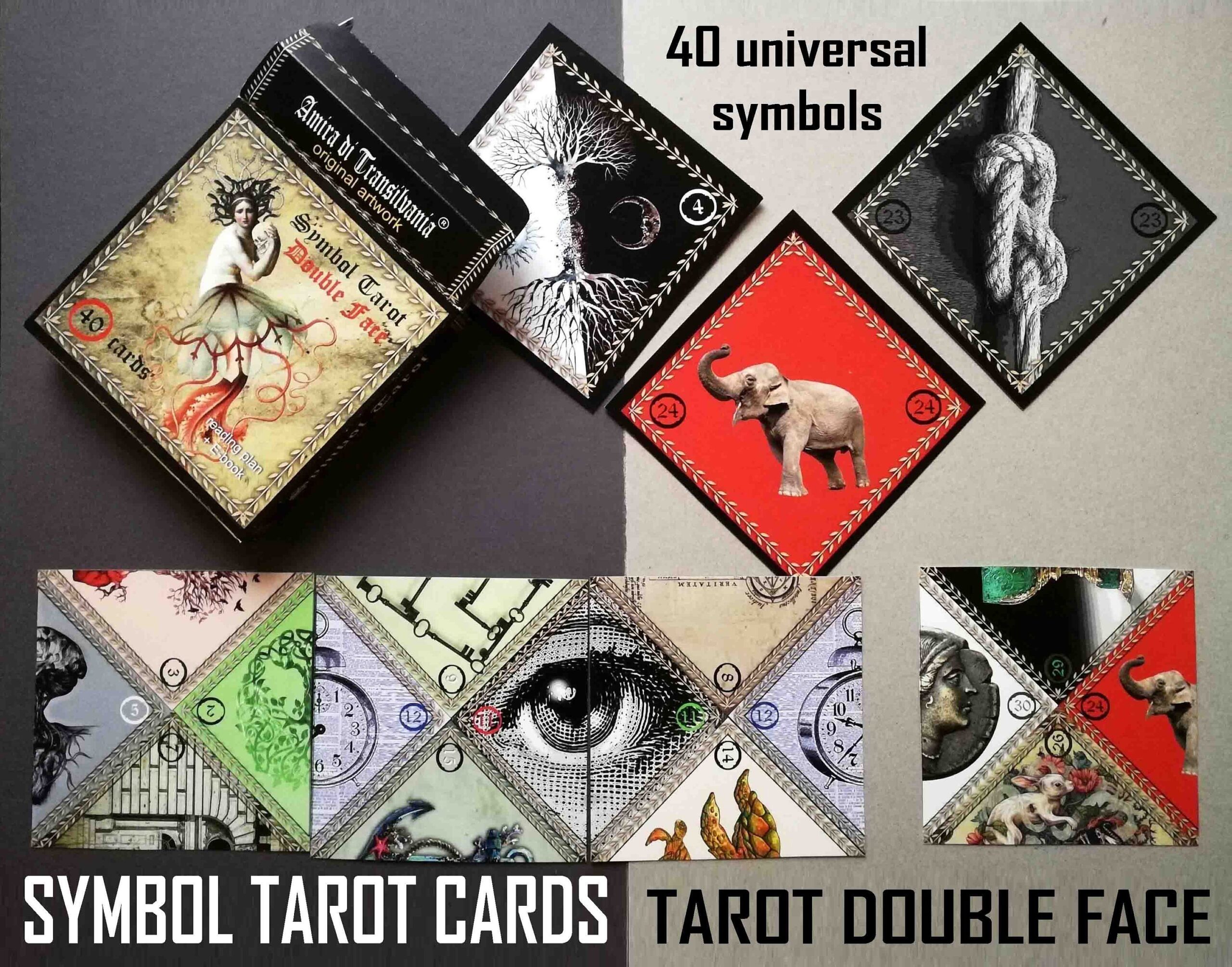 double face symbol tarot cards deck rare limited edition handmade collectible gypsy art curiosity divination vintage antique oracle + Ebook