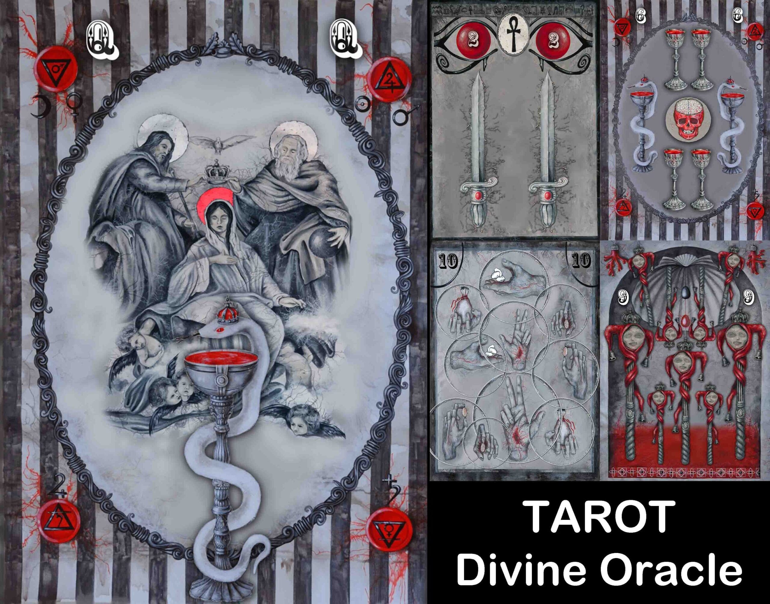 Tarot Cards Deck, Divinatory Oracle Cards, 56 Minor Arcana, Esoteric Reading Psychic, Cartomancy Magic Set Guide Book