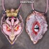 Dragon Crown, Magical Power Necklace Amulet, Eye Spirit Guide Gothic Pendant, Celtic Demon Mythical