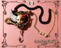 Angel and Demon, Art Deco Necklace, Art Nouveau Pendant, Victorian Gothic Amulet, Life and Death, Goth Jewel Talisman