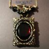Black Mirror, Woman Necklace Lariat Layered Jewelry, Goth Jewel Antique Style, Victorian Gothic Witch Talisman Pendant