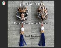 Angel and Demon, Protective Magic Talisman Evil Eye, Good Luck Protection Amulet, Spirit Guide, Celestial Guardian