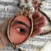 Evil Eye Necklace, Magic Talisman Amulet Pendant, Wicked Witch Cameo Beaded, Gothic Punk Victorian Jewel, Starry Night