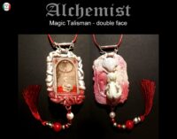 The Alchemist, Paracelsus Homunculus Amulet, Immortality Talisman Alchemy Symbols Shell & Skull Kid Hermetic Philosophy