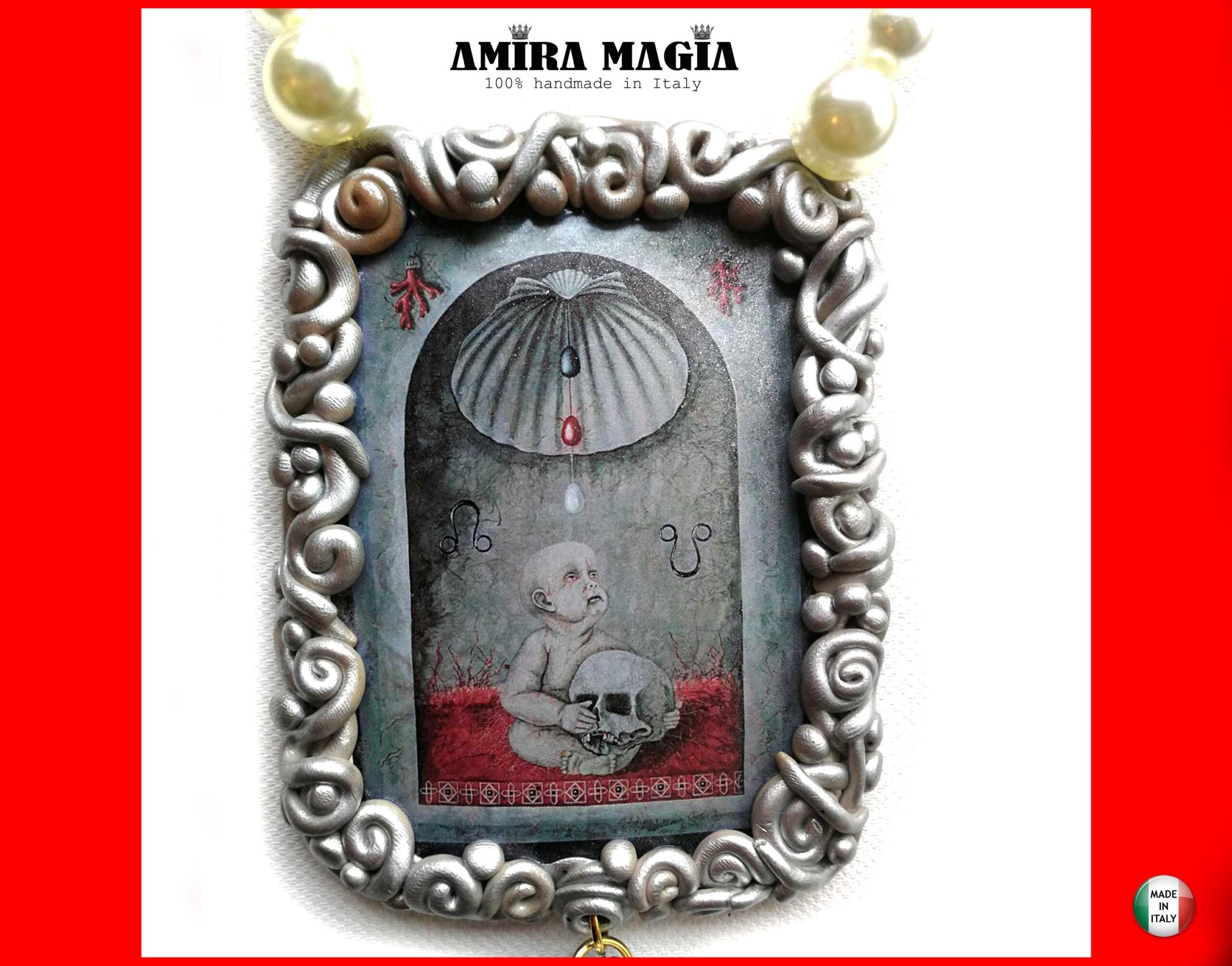 Alchemy Symbol, Opera Omnia Talisman, Witch Amulet Alchemist Witchcraft, Gothic Pentacle Skull Life and Death